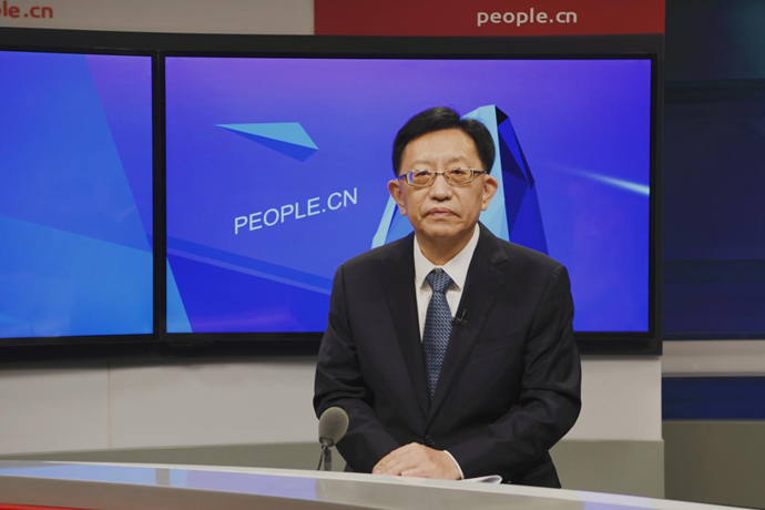 中國節(jié)能環(huán)保集團(tuán)有限公司黨委書記、董事長宋鑫做客人民網(wǎng)。人民網(wǎng)記者 王曉嘯 攝